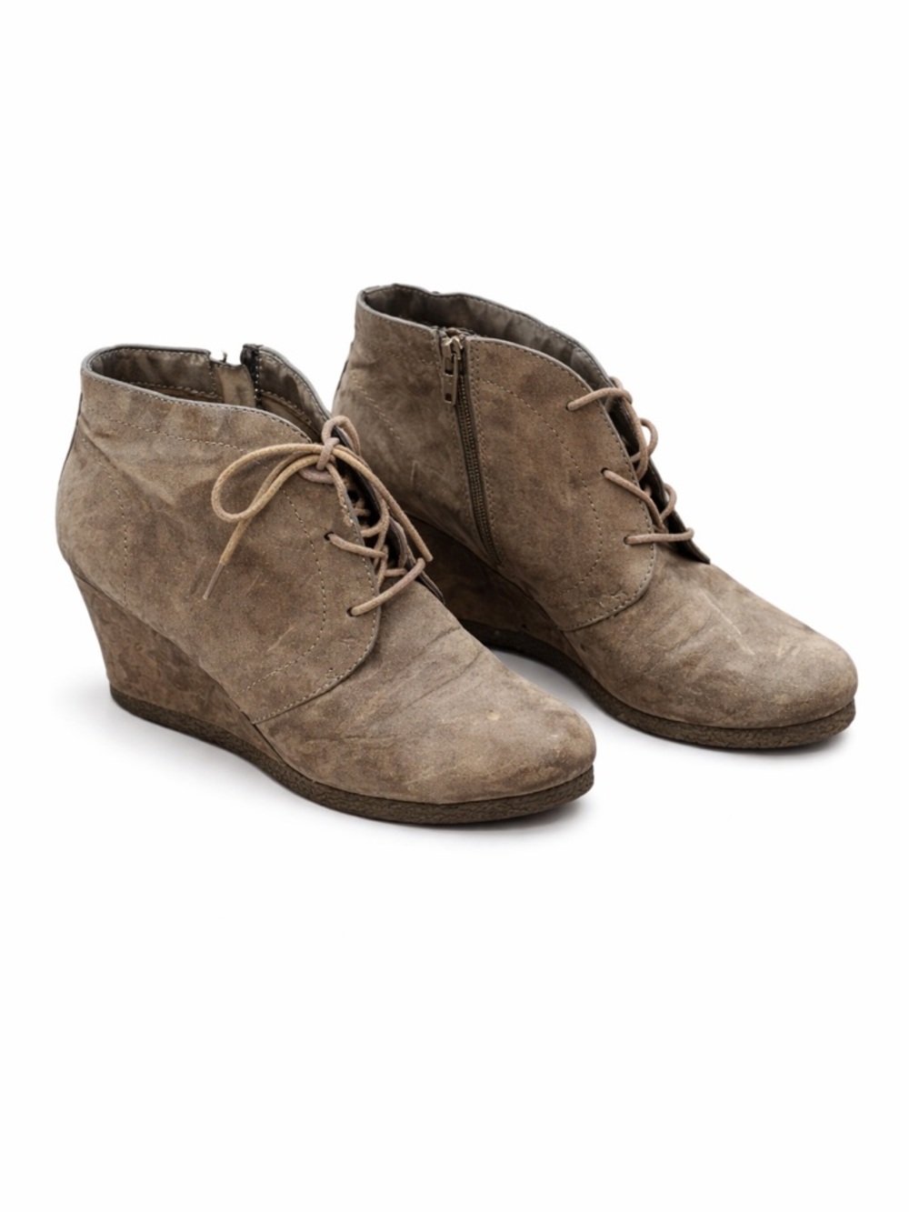 merona brown suede wedge booties